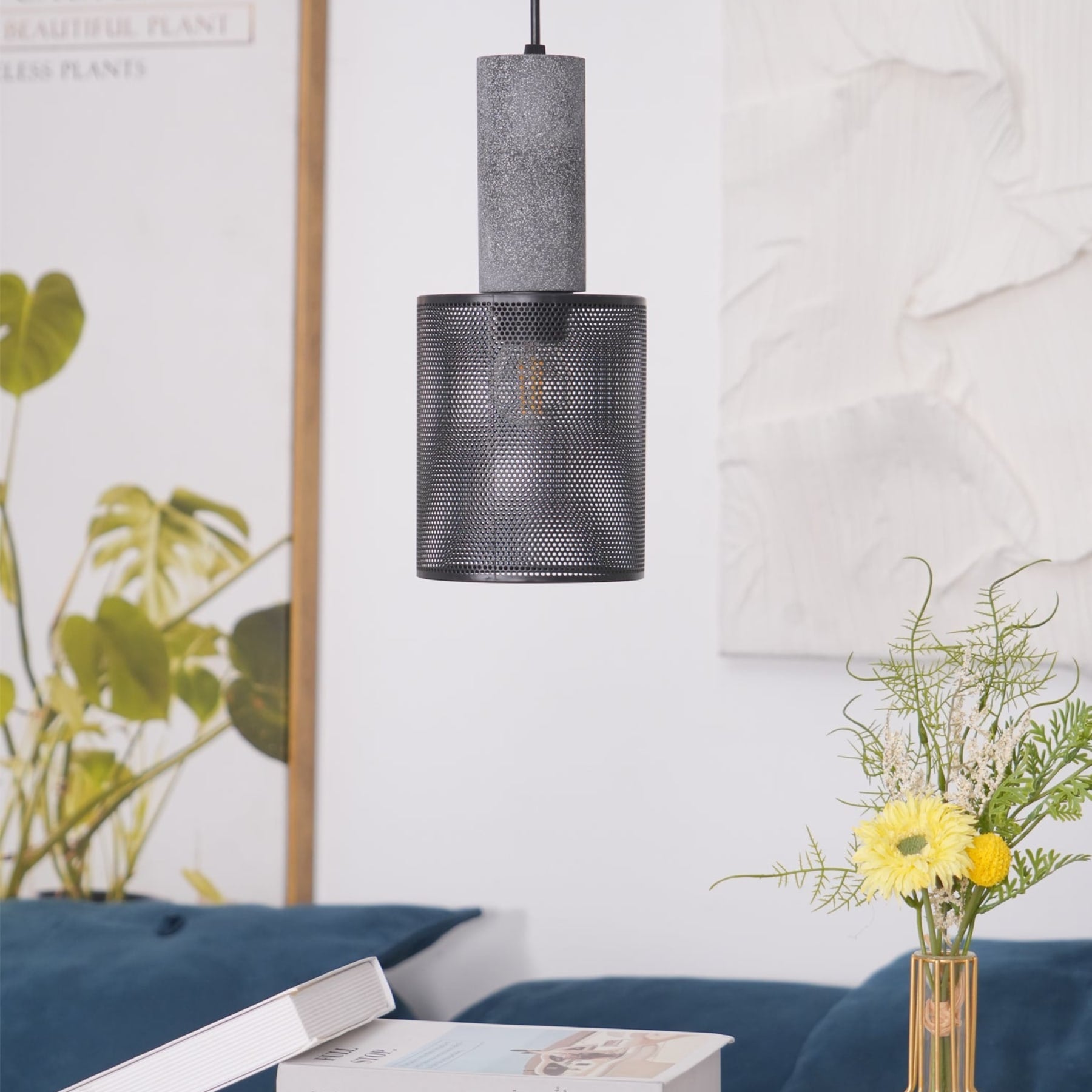 Industrial Concrete Pendant Light With Warm LED Glow — Ashbury Home & Living