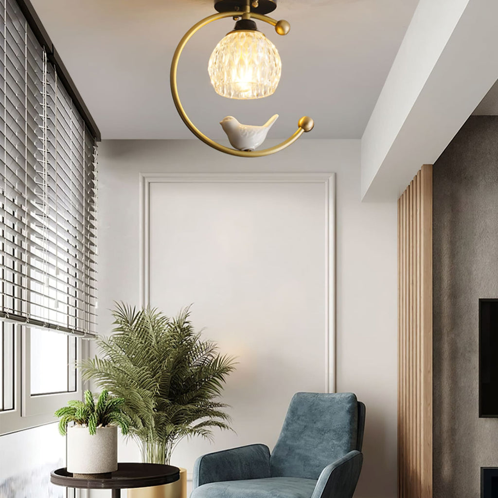 Contemporary Solid Brass Flush Mount Ceiling Light — Ashbury Home & Living