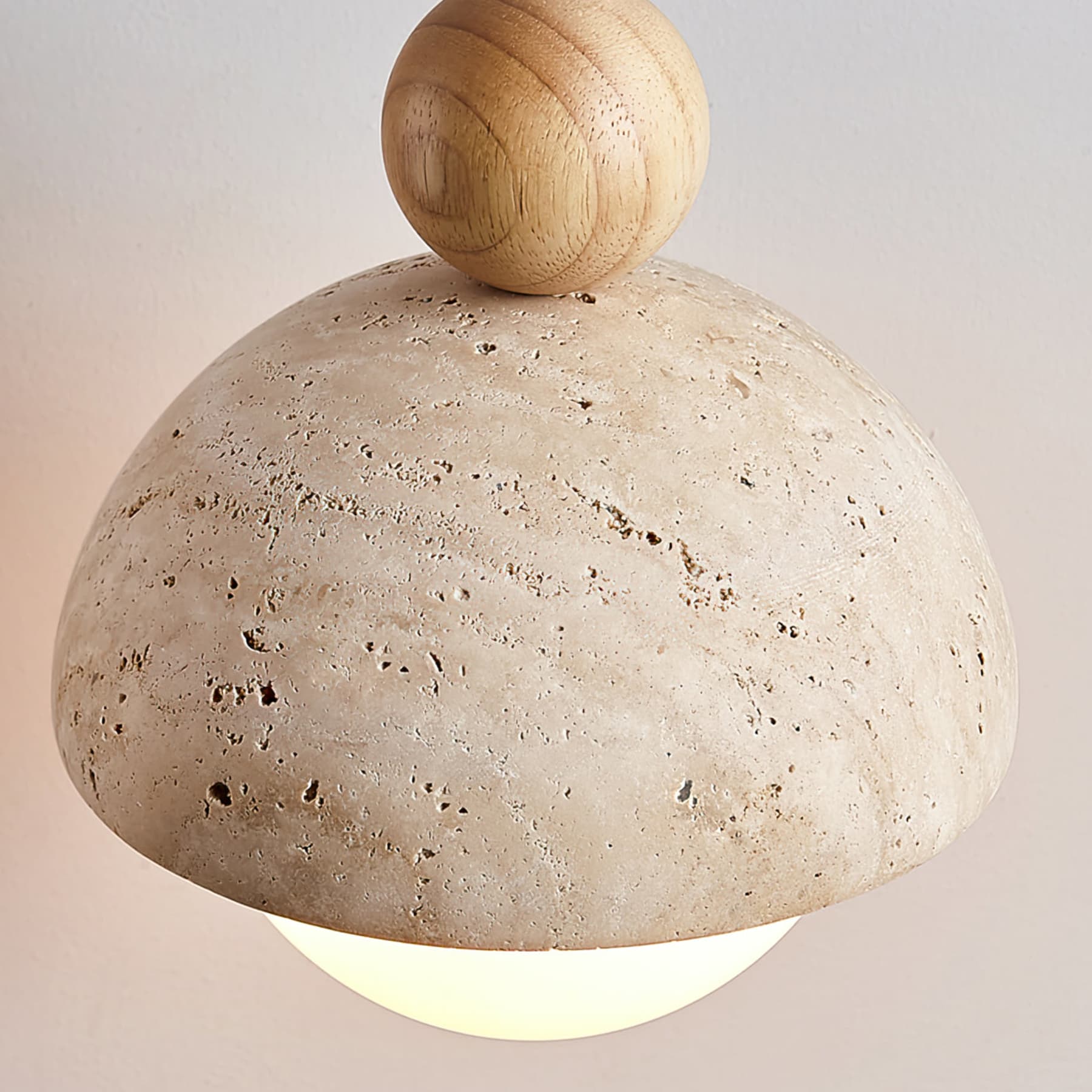 Contemporary Travertine Stone Pendant Light With Dimmable Glow — Ashbury Home & Living