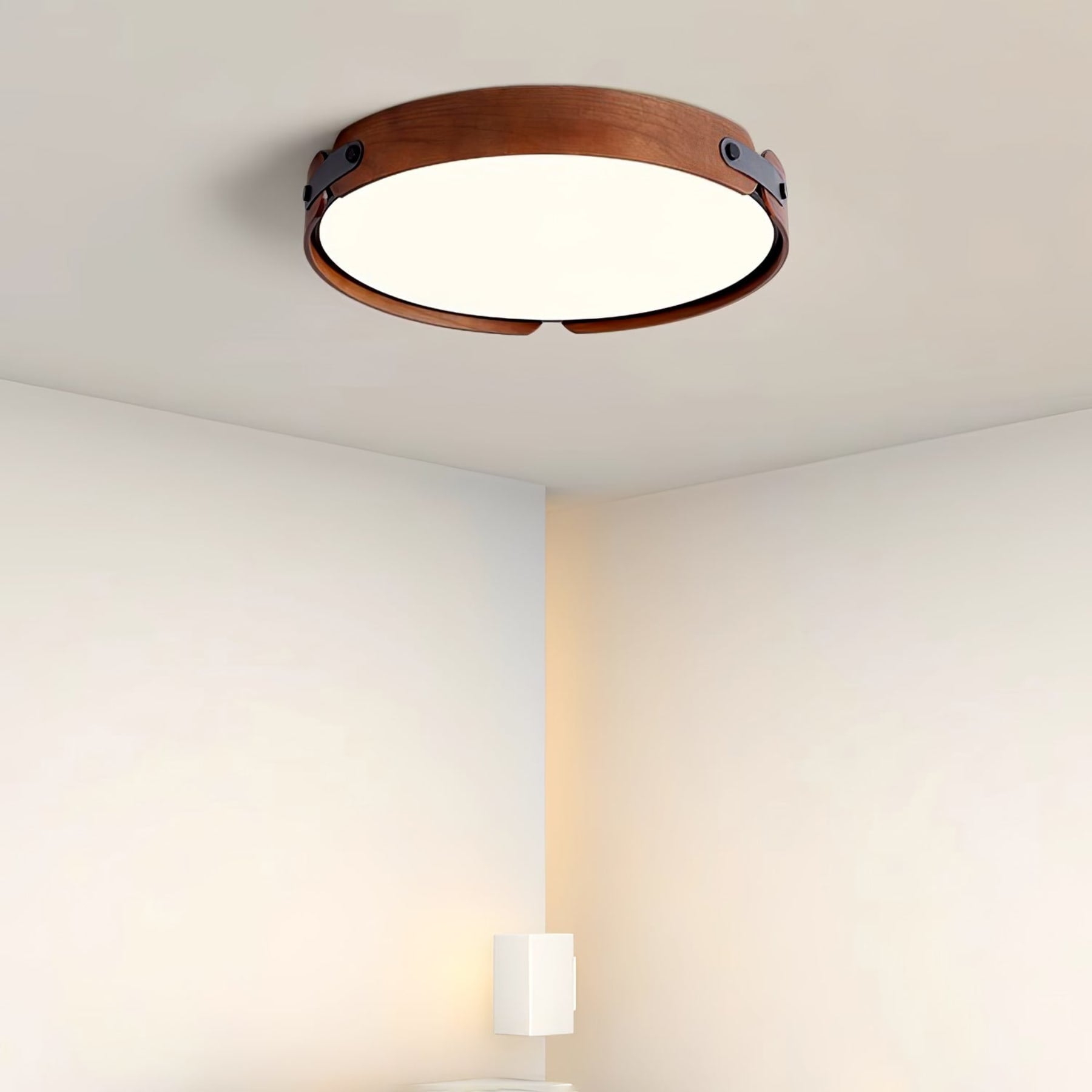 Scandinavian Wood Flush Mount Ceiling Light With Slim Low-Profile Design — Ashbury Home & Living