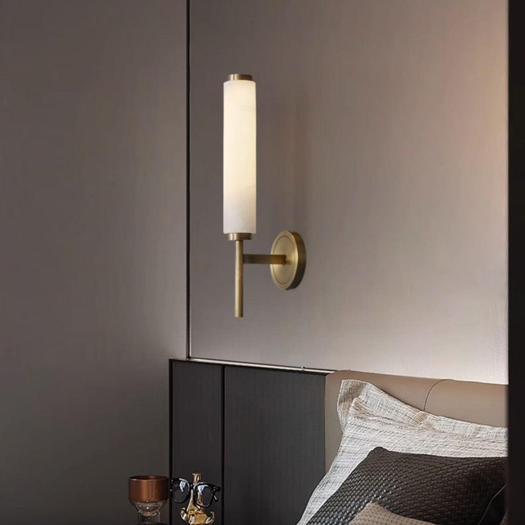 Modern Metal and Faux Alabaster Wall Light for Living Room — Ashbury Home & Living