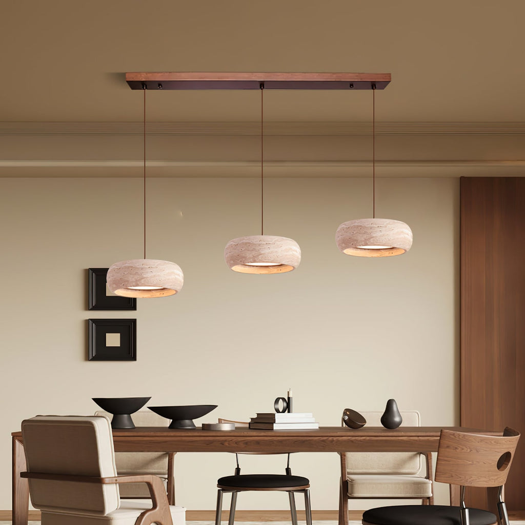 Modern Travertine Stone Pendant Light With Dimmable Remote Control — Ashbury Home & Living