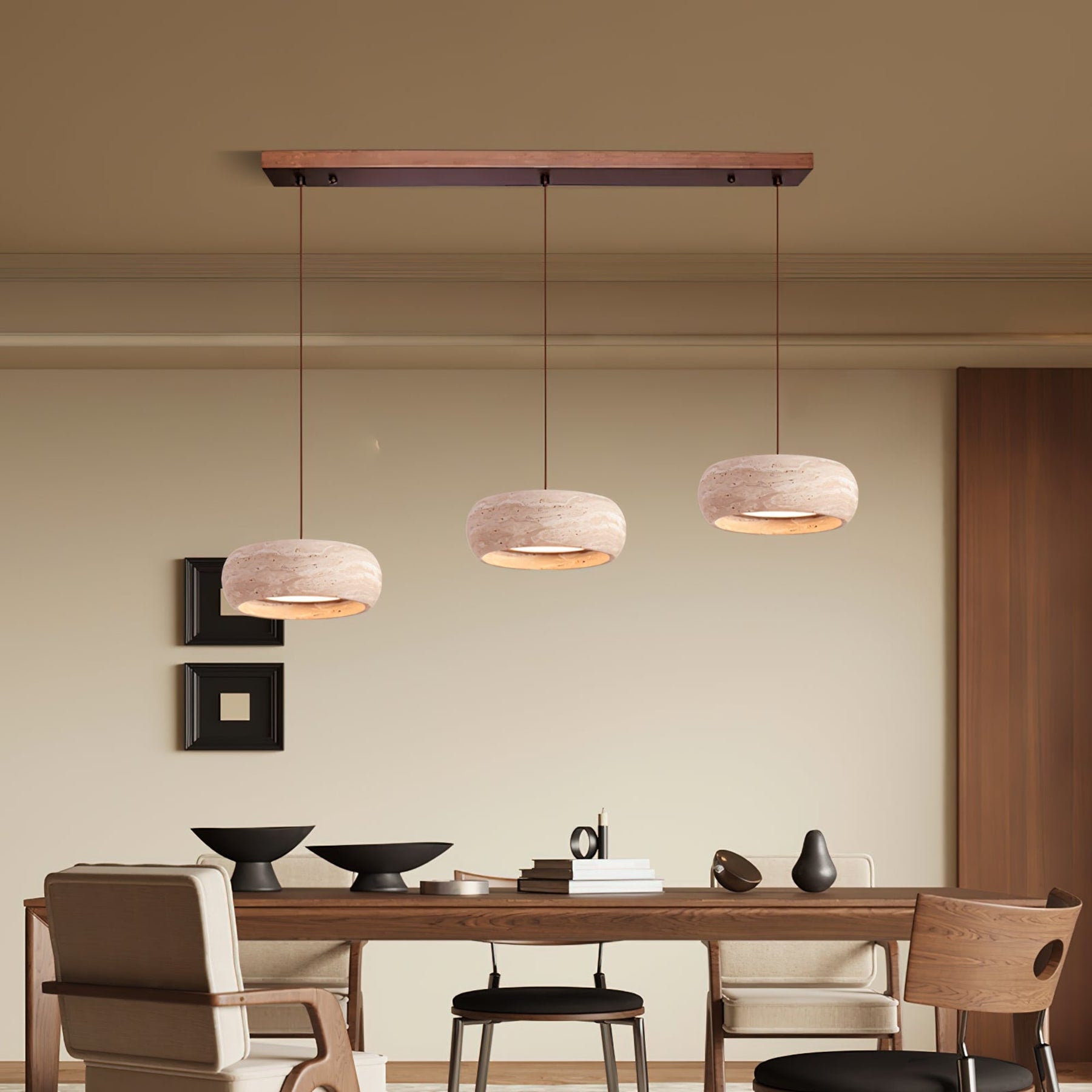Modern Travertine Stone Pendant Light With Dimmable Remote Control — Ashbury Home & Living