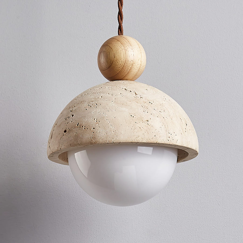Contemporary Travertine Stone Pendant Light With Dimmable Glow — Ashbury Home & Living