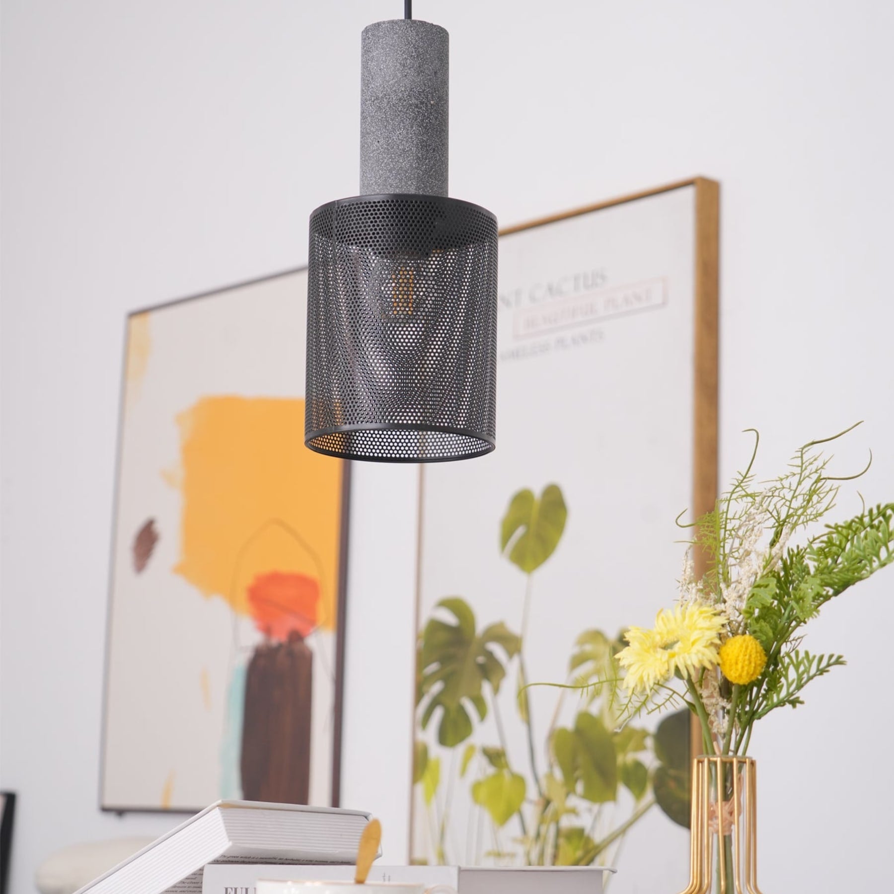 Industrial Concrete Pendant Light With Warm LED Glow — Ashbury Home & Living