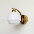 Contemporary Wrought Iron and Glass Wall Light With Warm LED Glow in Gold and White — Ashbury Home & Living