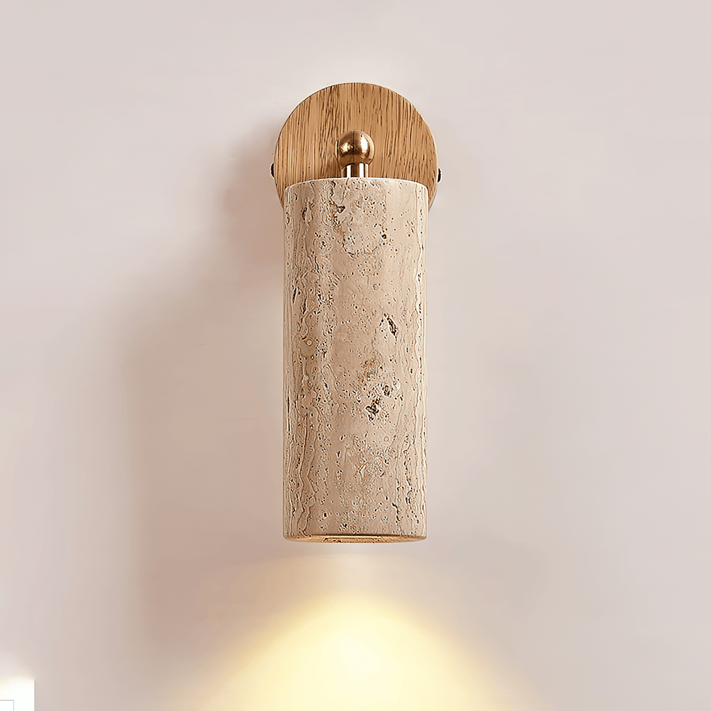 Modern Travertine Wall Light With Warm LED Glow — Ashbury Home & Living