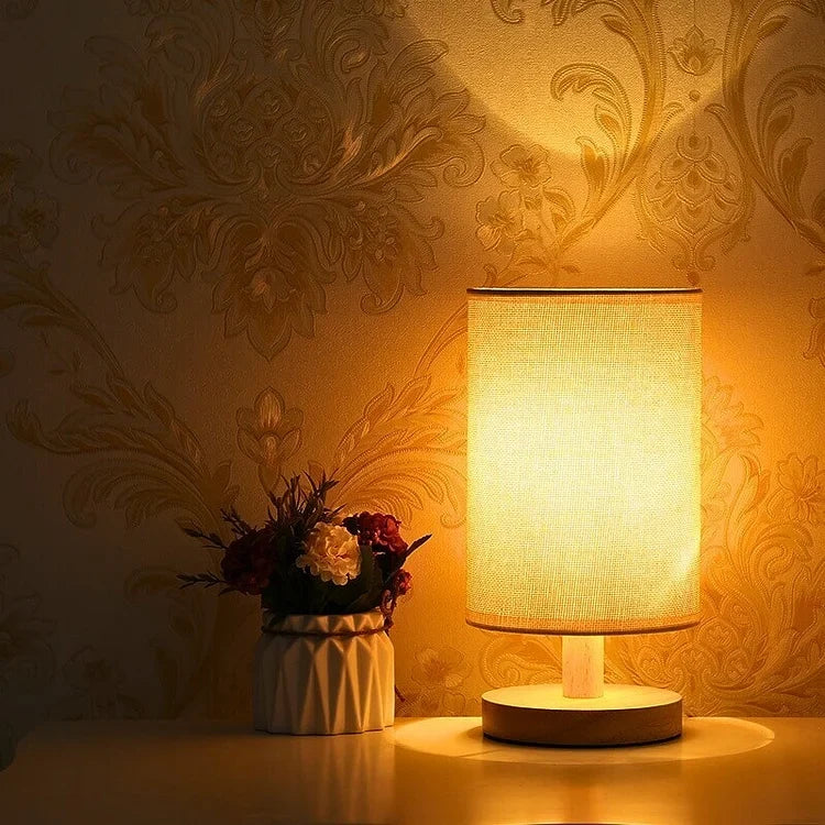 Scandinavian Wood Table Lamp With Linen Shade — Ashbury Home & Living