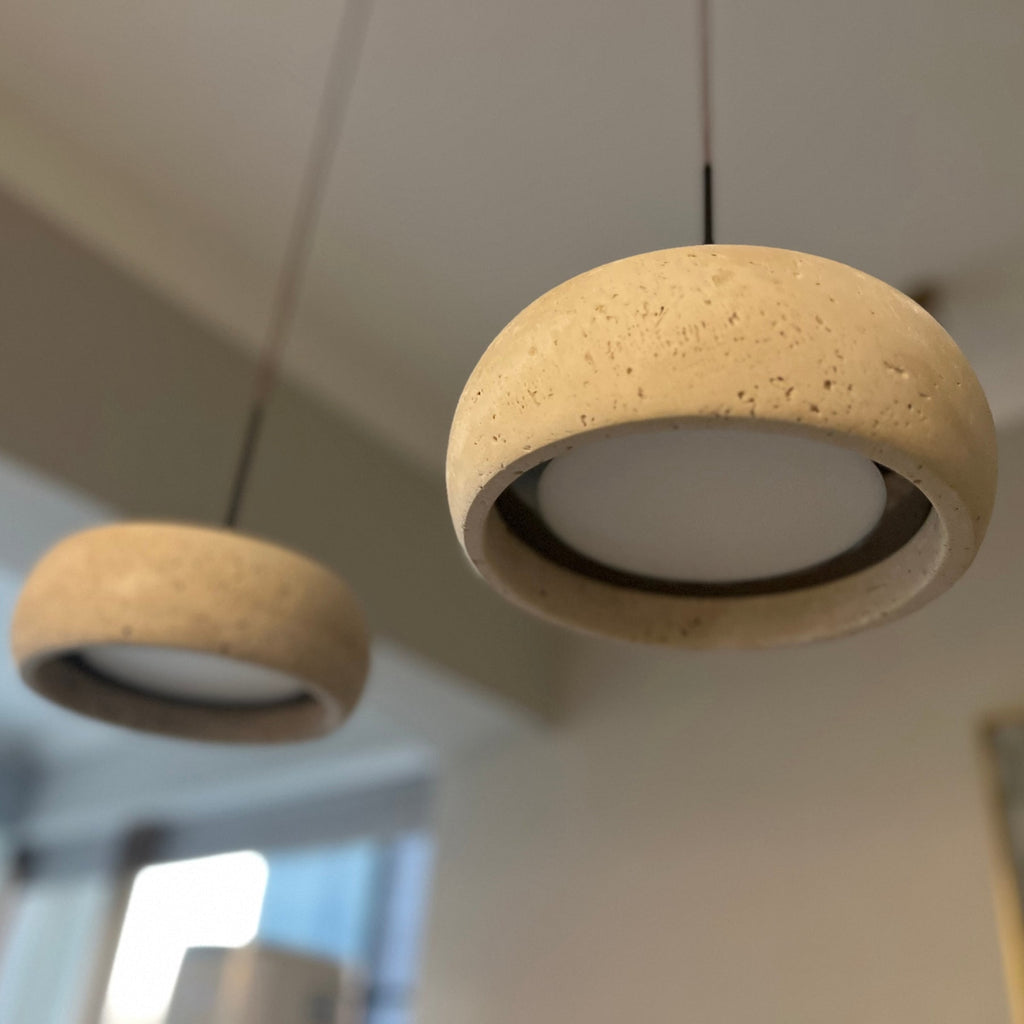 Modern Travertine Stone Pendant Light With Dimmable Remote Control — Ashbury Home & Living