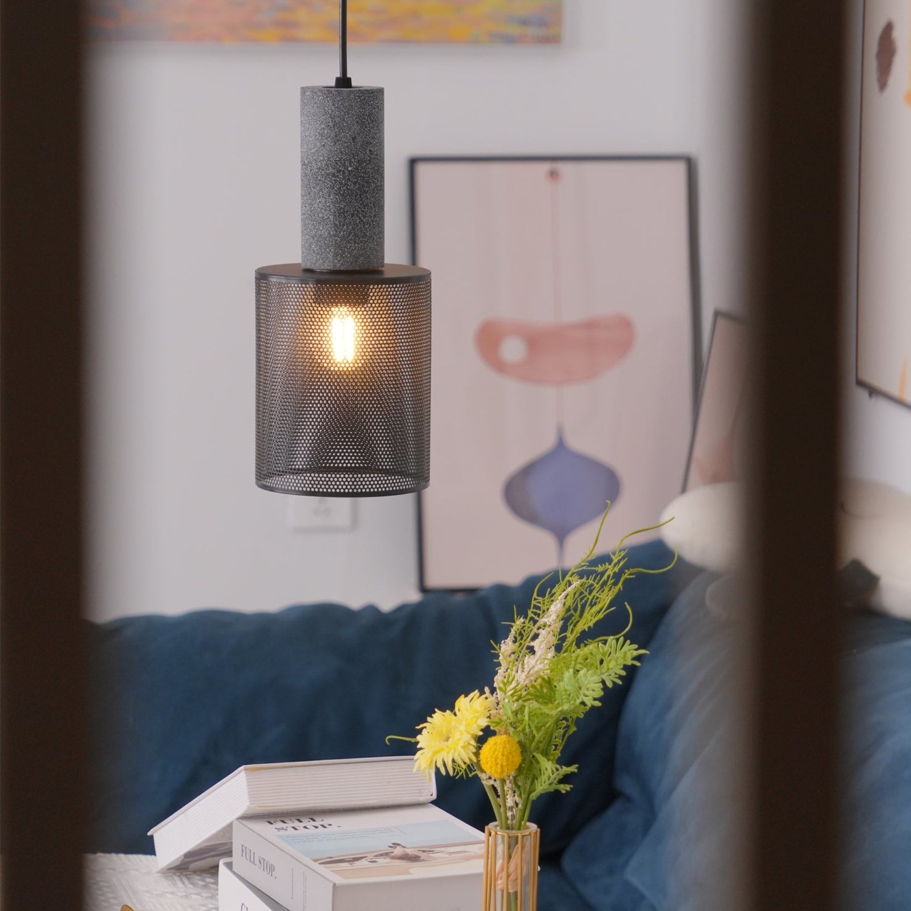 Industrial Concrete Pendant Light With Warm LED Glow — Ashbury Home & Living