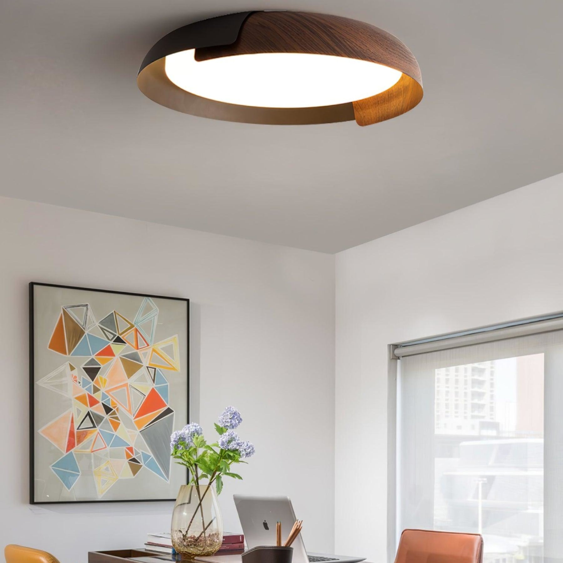 Modern Wood Flush Mount Ceiling Light for Living Room — Ashbury Home & Living