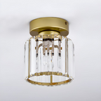 1-Light Flush Mount K9 Crystal Glass Hallway Ceiling Light