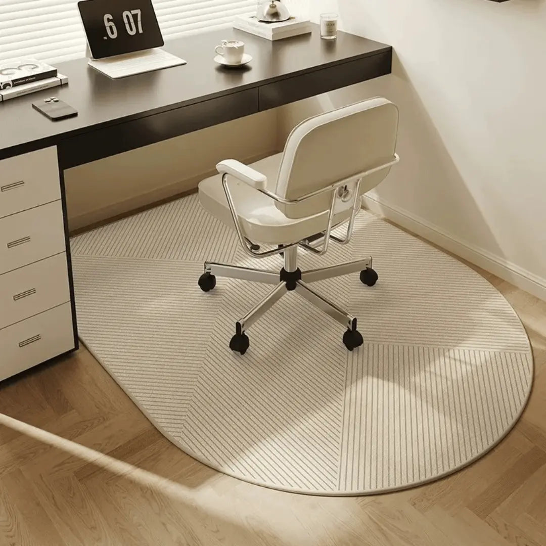 Office Chair Mat Non-Slip Floor Protector Semi-Circular Desk Rug Polyester Fleece Chair Mat for Hard Floors in Home Office | Study and Gaming Room
