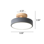 Nordic Round LED Ceiling Light Wood and Metal Semi Flush Ceiling Lamp with Colour Temperature Options for Hallway | Bedroom and Living Room