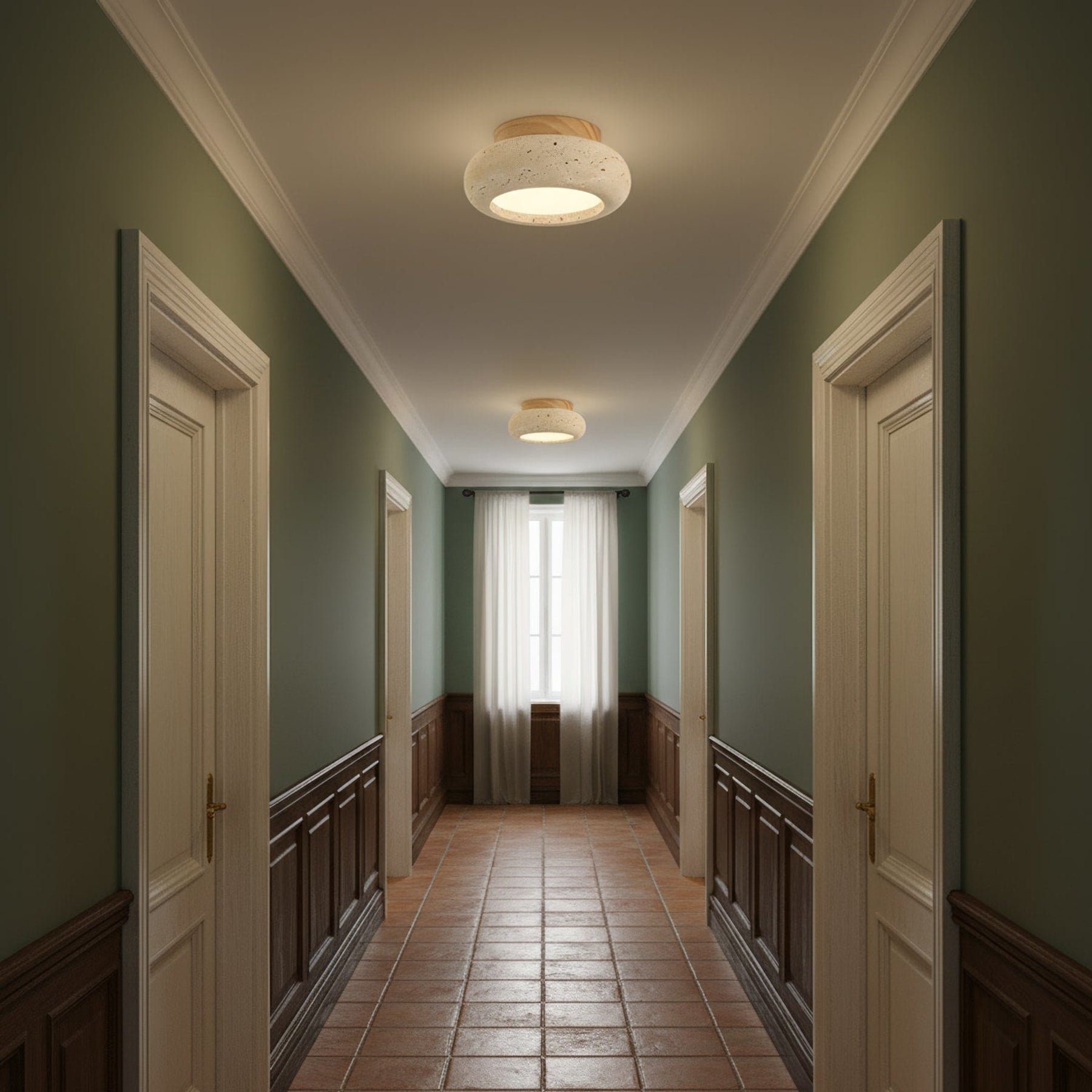 Minimalist Travertine Flush Mount Ceiling Light — Ashbury Home & Living