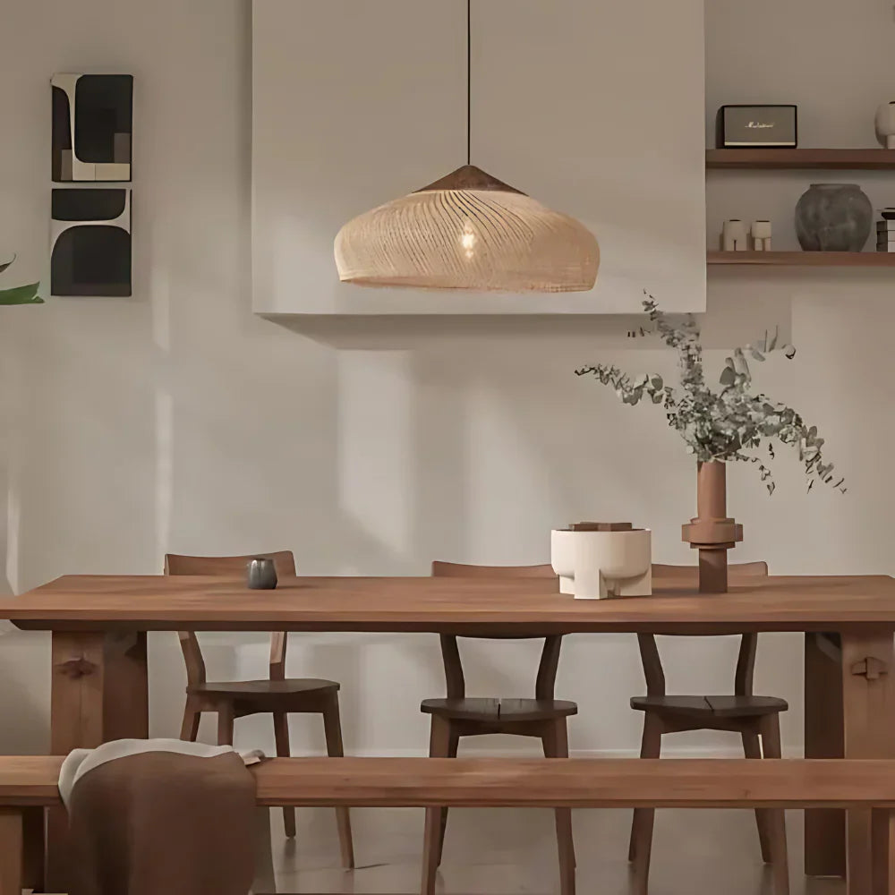Bohemian Rattan Pendant Light With Woven Dome Shade