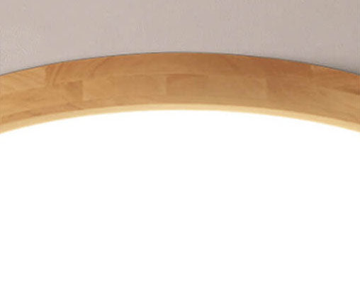 Solid Wood LED Ceiling Light Round Ultra Slim Flush Mount Ceiling Lamp Nordic Wooden Frame for Living Room and Bedroom