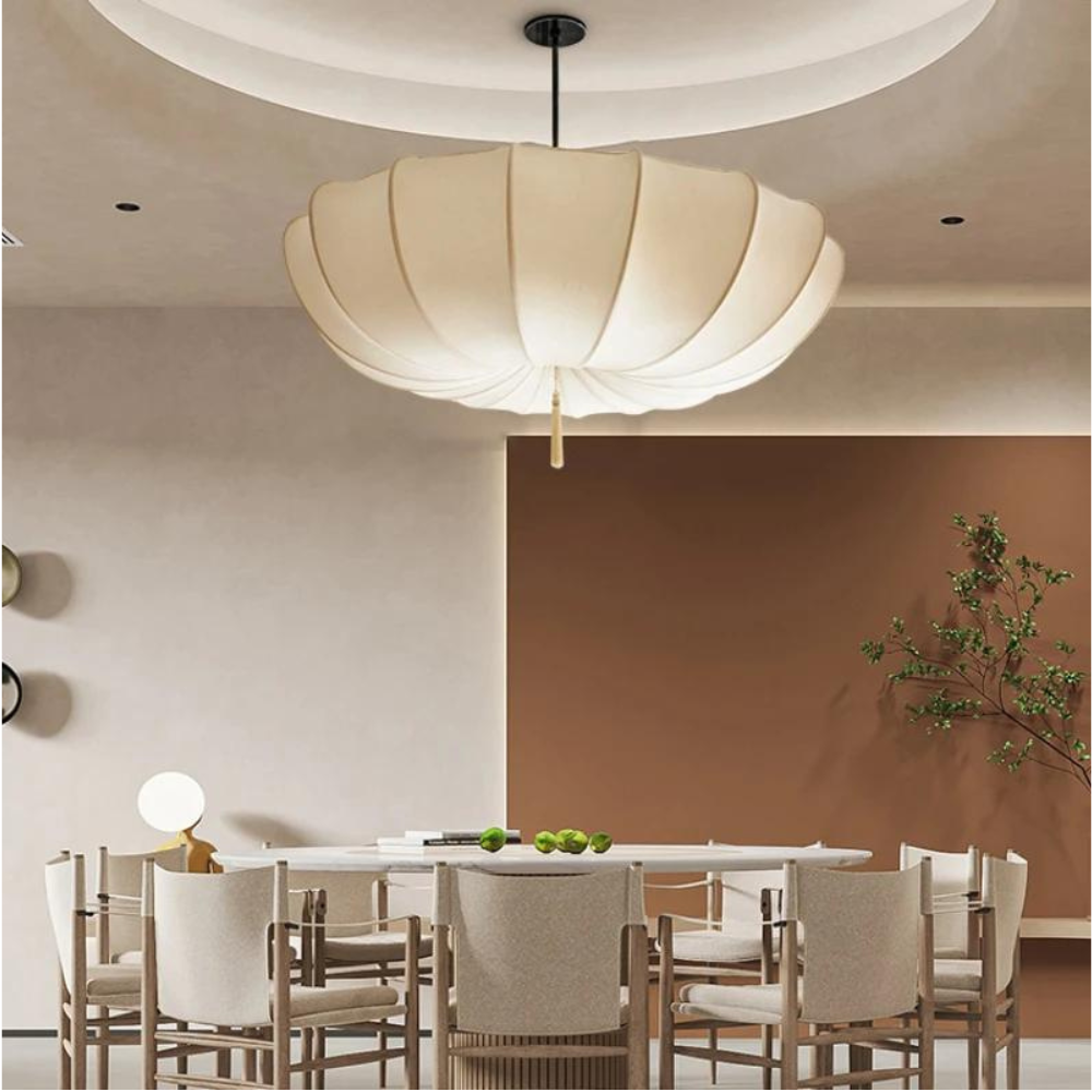 Modern Fabric Pendant Light With Drum Shade