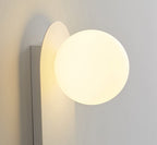 Nordic Wall Light Glass Globe Wall Sconce with Metal Ring Base Minimalist Bedside Wall Lamp for Bedroom | Hallway and Living Room