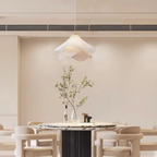 White Japandi Fabric pendant lights LED Light With Wavy Shade