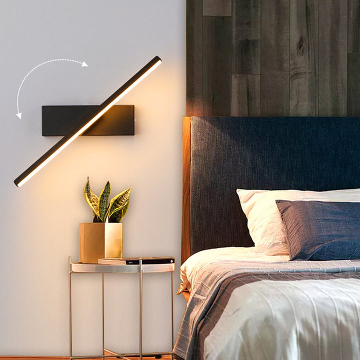 Adjustable Rotatable Linear LED Wall Light With Slim Black Backplate