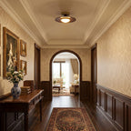Modern Wood-Effect Round Flush Mount Ceiling Light With Integrated LED — Ashbury Home & Living