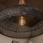 Bohemian Rattan Pendant Light With Woven Dome Shade