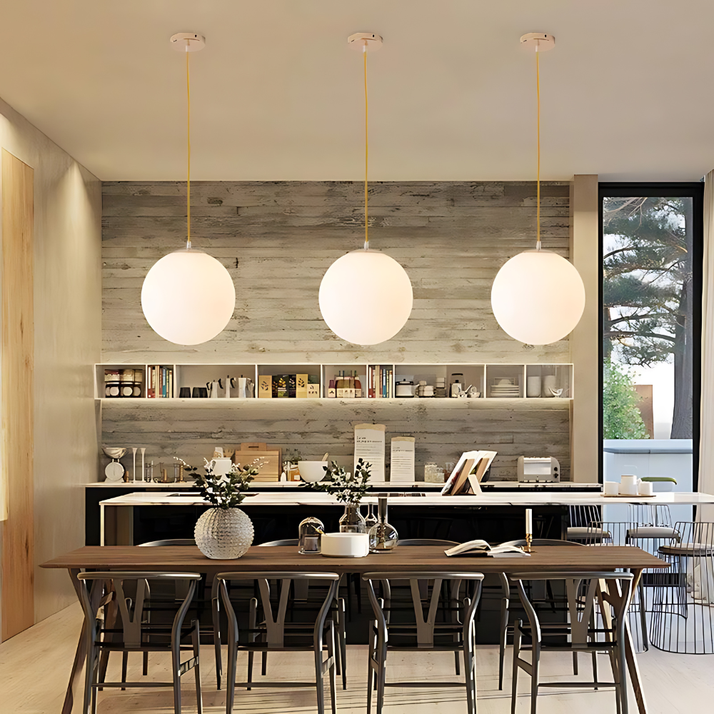 Globe Glass Pendant Light With Adjustable Cord