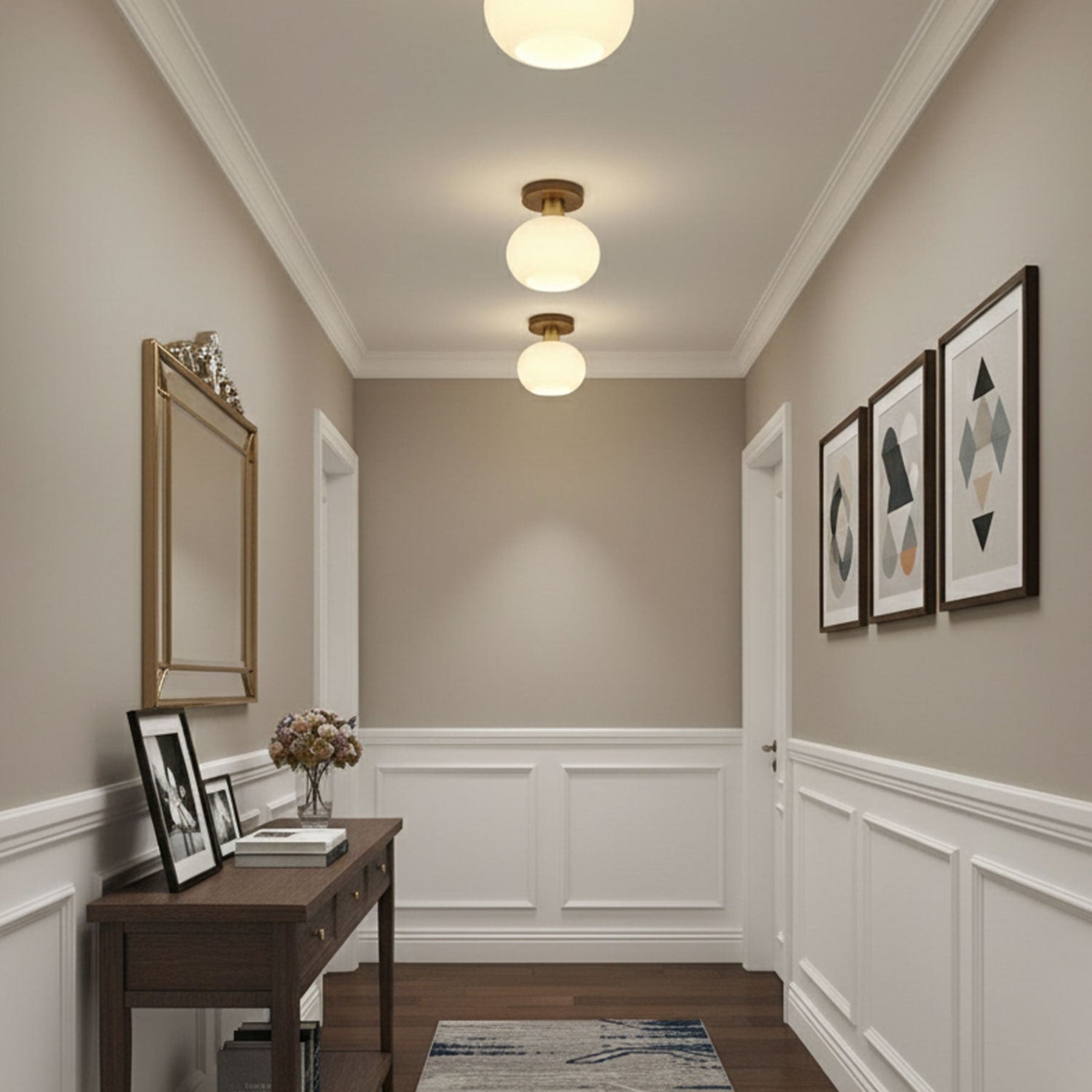 Modern Solid Wood Semi-Flush Ceiling Light for Living Room — Ashbury Home & Living