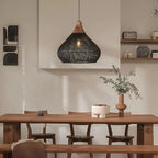 Bohemian Rattan Pendant Light With Hand-Woven Dome Shade