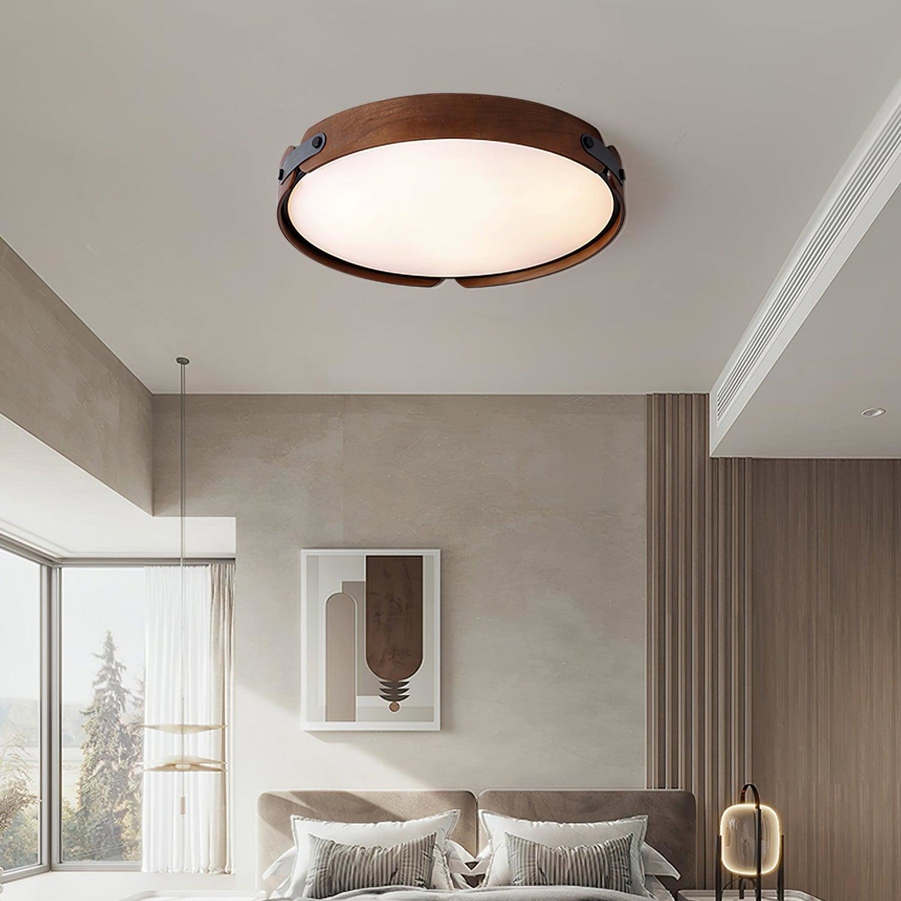 Scandinavian Wood Flush Mount Ceiling Light With Slim Low-Profile Design — Ashbury Home & Living