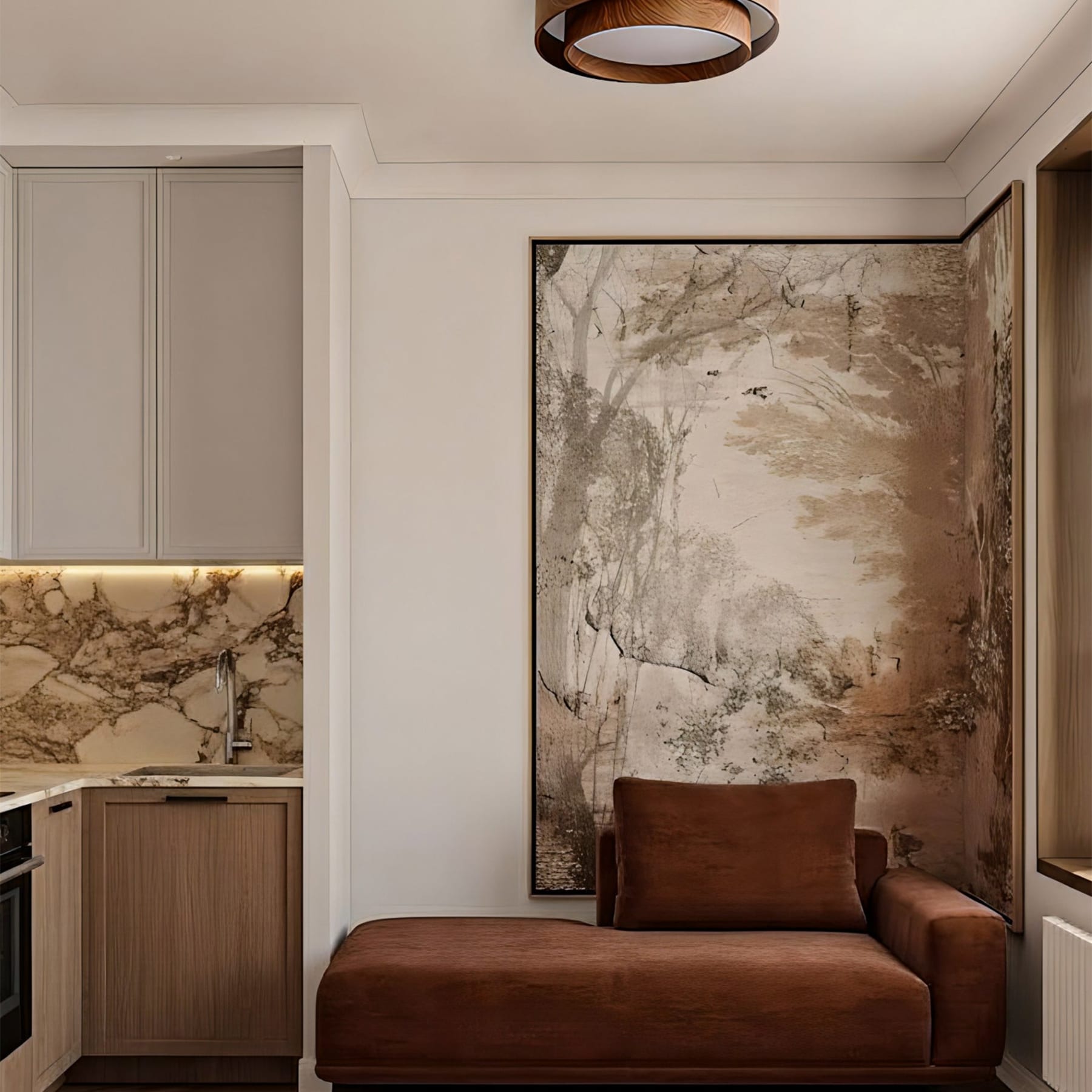 Scandinavian Wood Flush Mount Ceiling Light for Living Room — Ashbury Home & Living
