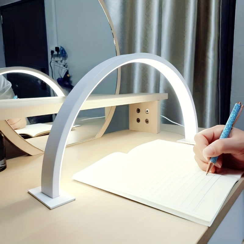 Crescent Moon LED Desk Lamp Adjustable Brightness and Colour Temperature Metal Arch Lamp USB Powered Light for Home Office | Study and Nail Art