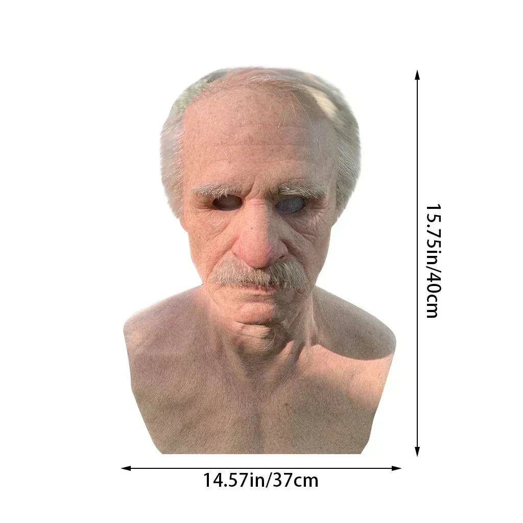Realistic Old Man Mask Latex Halloween Mask for Adults Full Head Creepy Face Mask with Movable Mouth for Fancy Dress | Cosplay and Parties