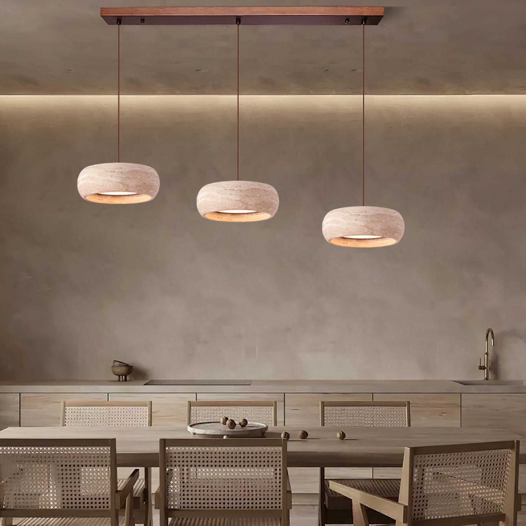 Modern Travertine Stone Pendant Light With Dimmable Remote Control — Ashbury Home & Living