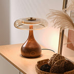 Contemporary Ash Wood And Brass Table Lamp With Glass Shade — Ashbury Home & Living
