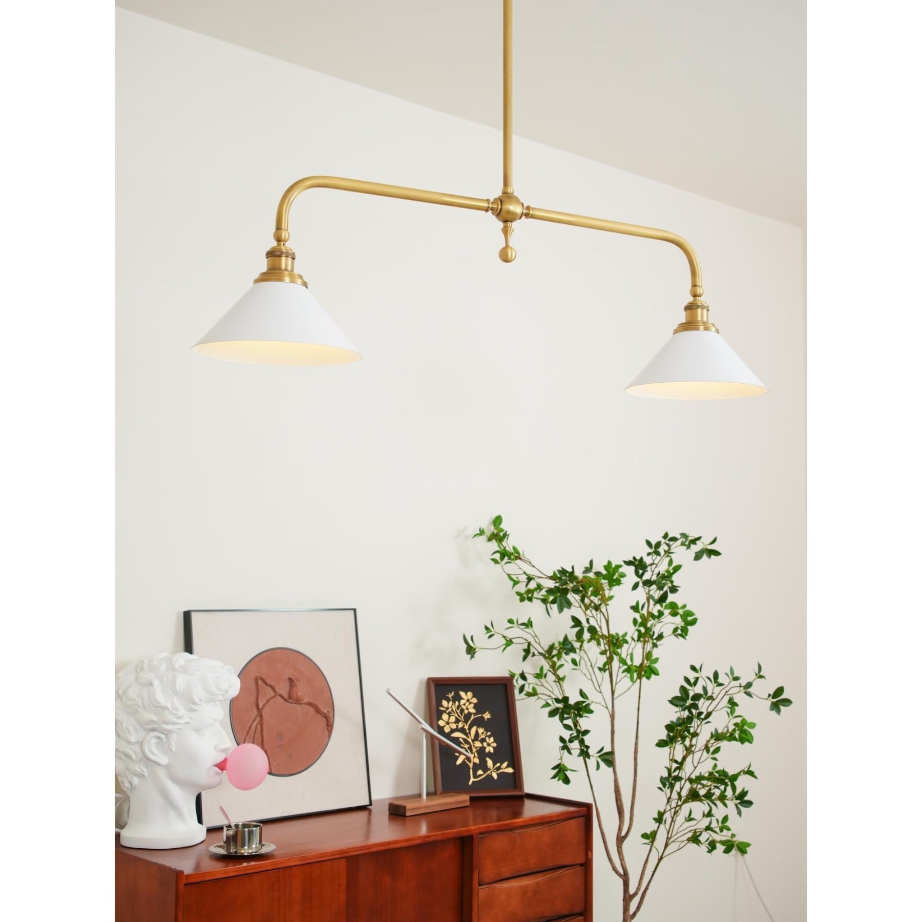 Modern Brass Pendant Light With Ceramic Shades for Dining Room — Ashbury Home & Living
