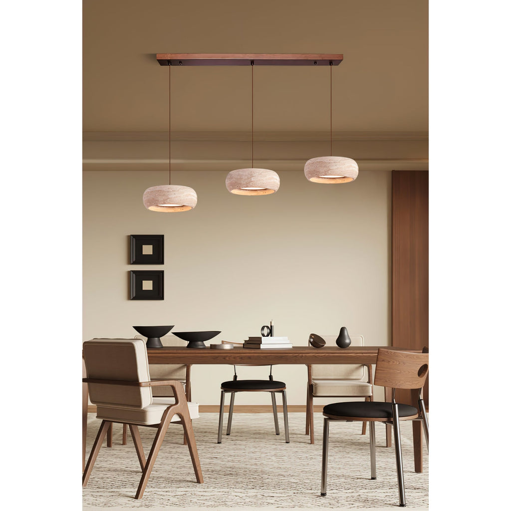 Modern Travertine Stone Pendant Light With Dimmable Remote Control — Ashbury Home & Living