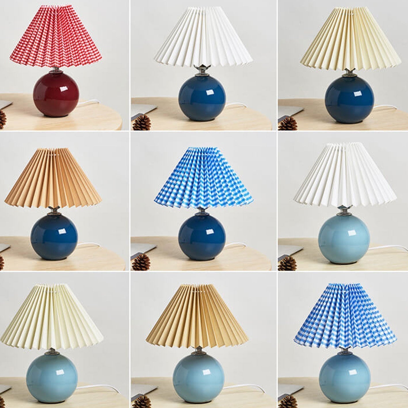 Nordic Ceramic Table Lamp With Pleated Fabric Shade