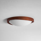Modern Wood-Effect Fabric Flush Mount Ceiling Light With Tri-Colour Glow — Ashbury Home & Living