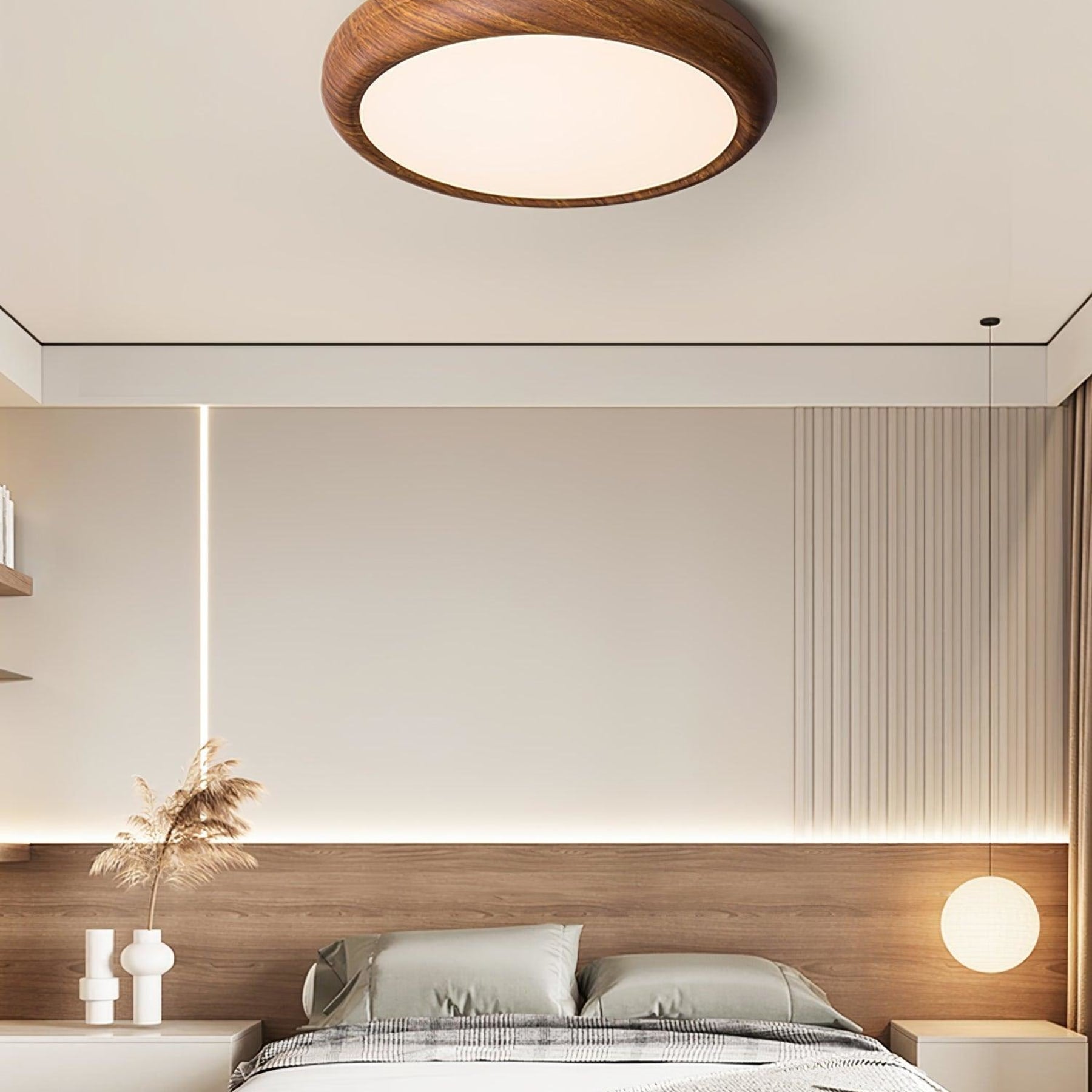 Scandinavian Wood Flush Mount Ceiling Light for Living Room — Ashbury Home & Living