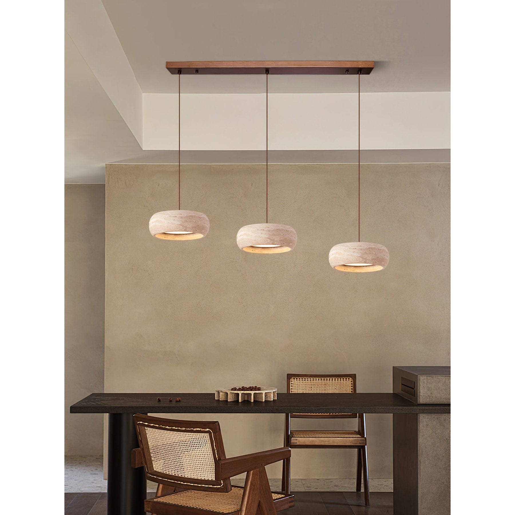 Modern Travertine Stone Pendant Light With Dimmable Remote Control — Ashbury Home & Living