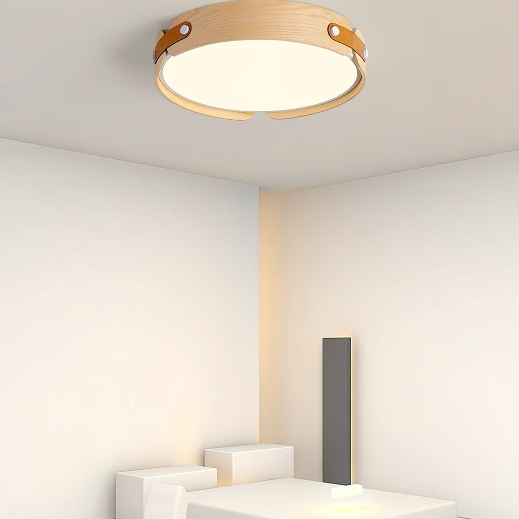 Scandinavian Wood Flush Mount Ceiling Light With Slim Low-Profile Design — Ashbury Home & Living
