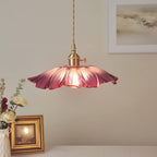 Retro Glass Pendant Light with Fluted Shade