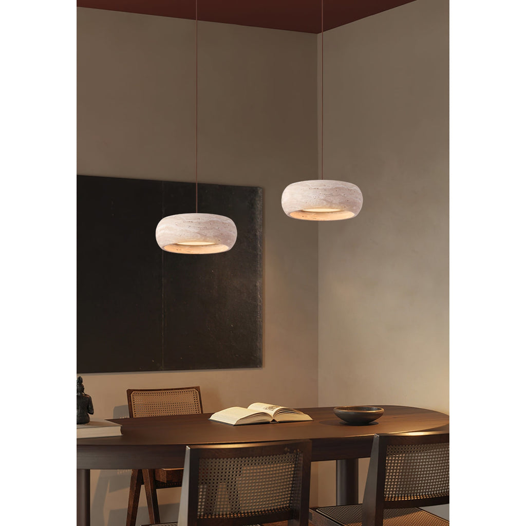 Modern Travertine Stone Pendant Light With Dimmable Remote Control — Ashbury Home & Living