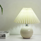 Nordic Ceramic Table Lamp With Pleated Fabric Shade