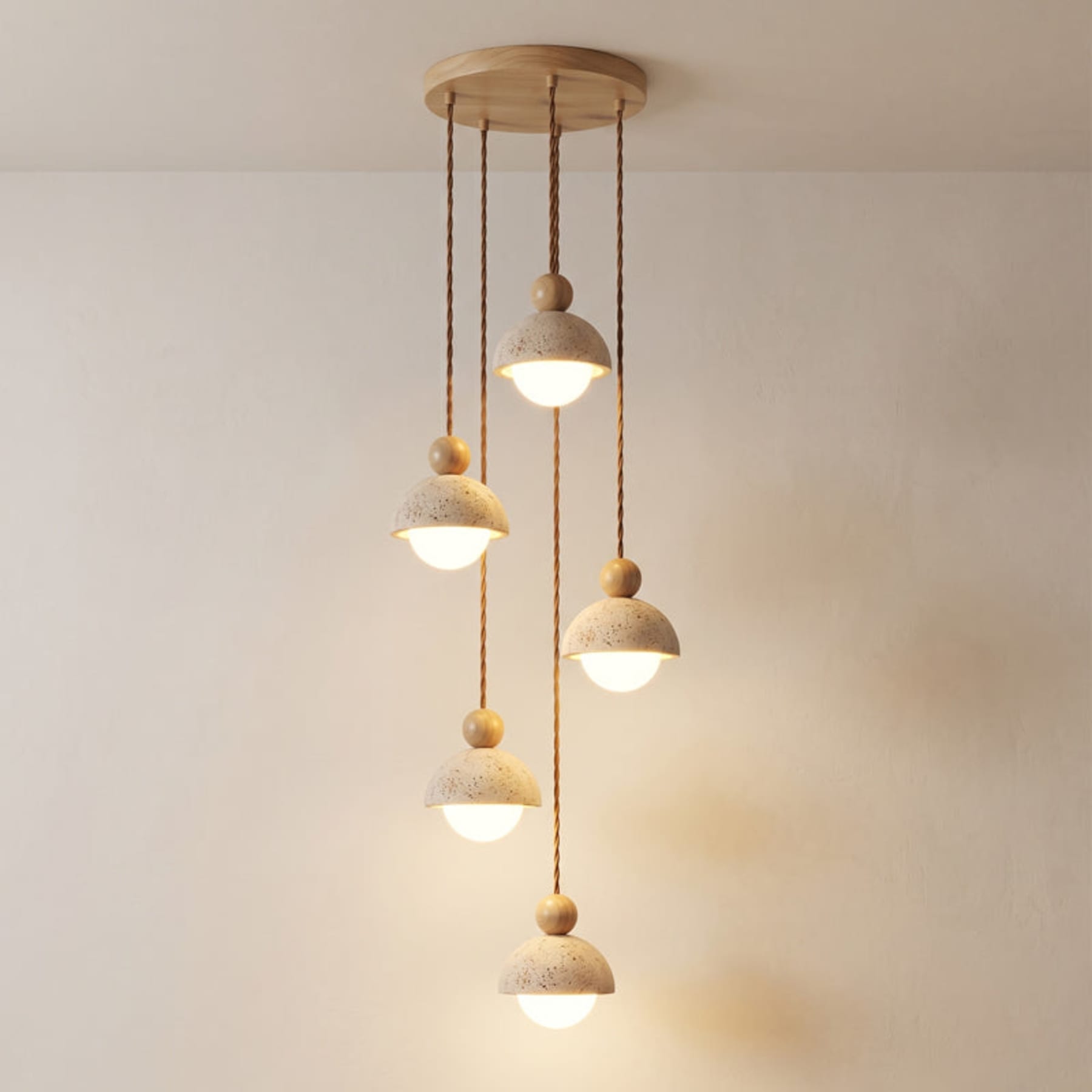 Contemporary Travertine Stone Pendant Light With Dimmable Glow — Ashbury Home & Living