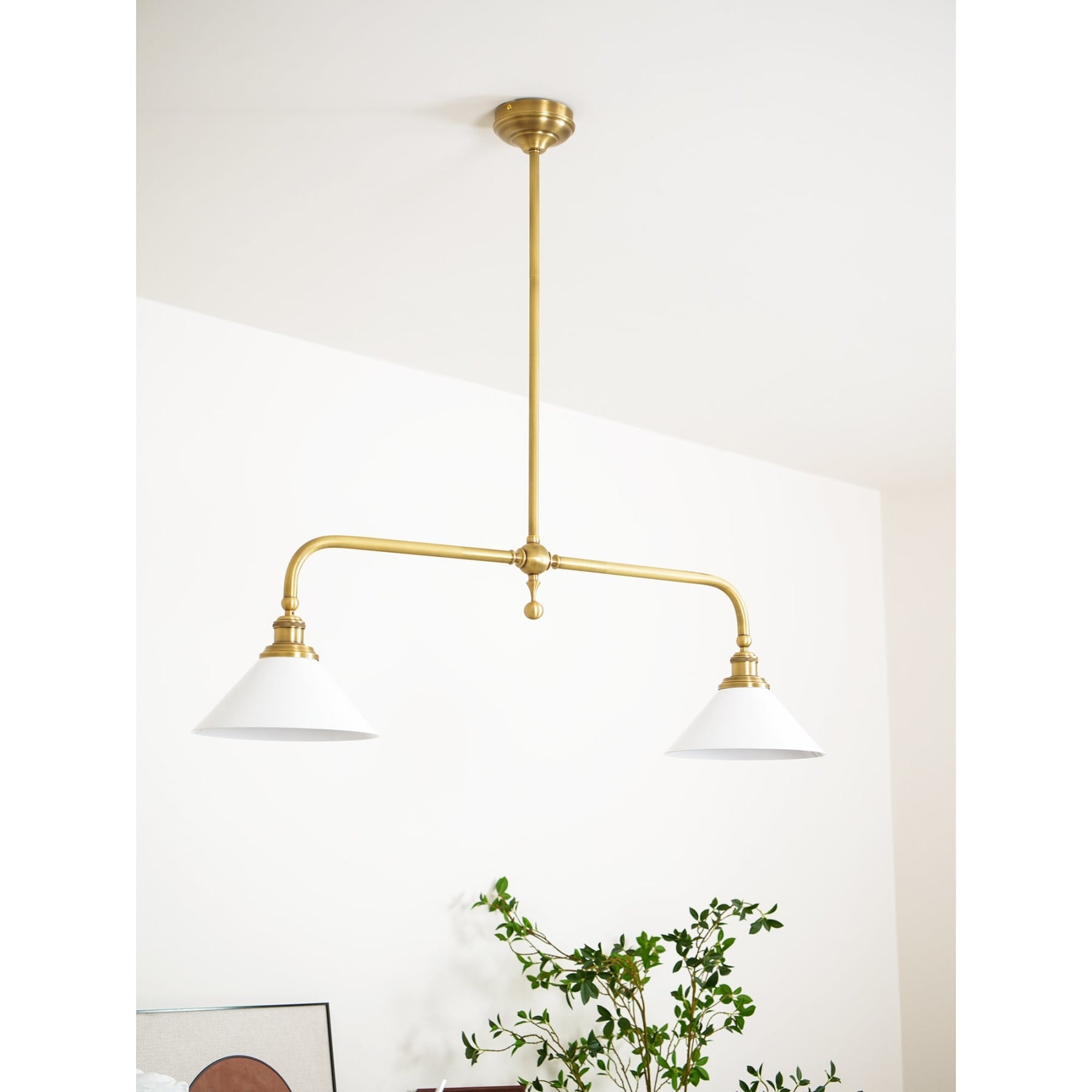 Modern Brass Pendant Light With Ceramic Shades for Dining Room — Ashbury Home & Living