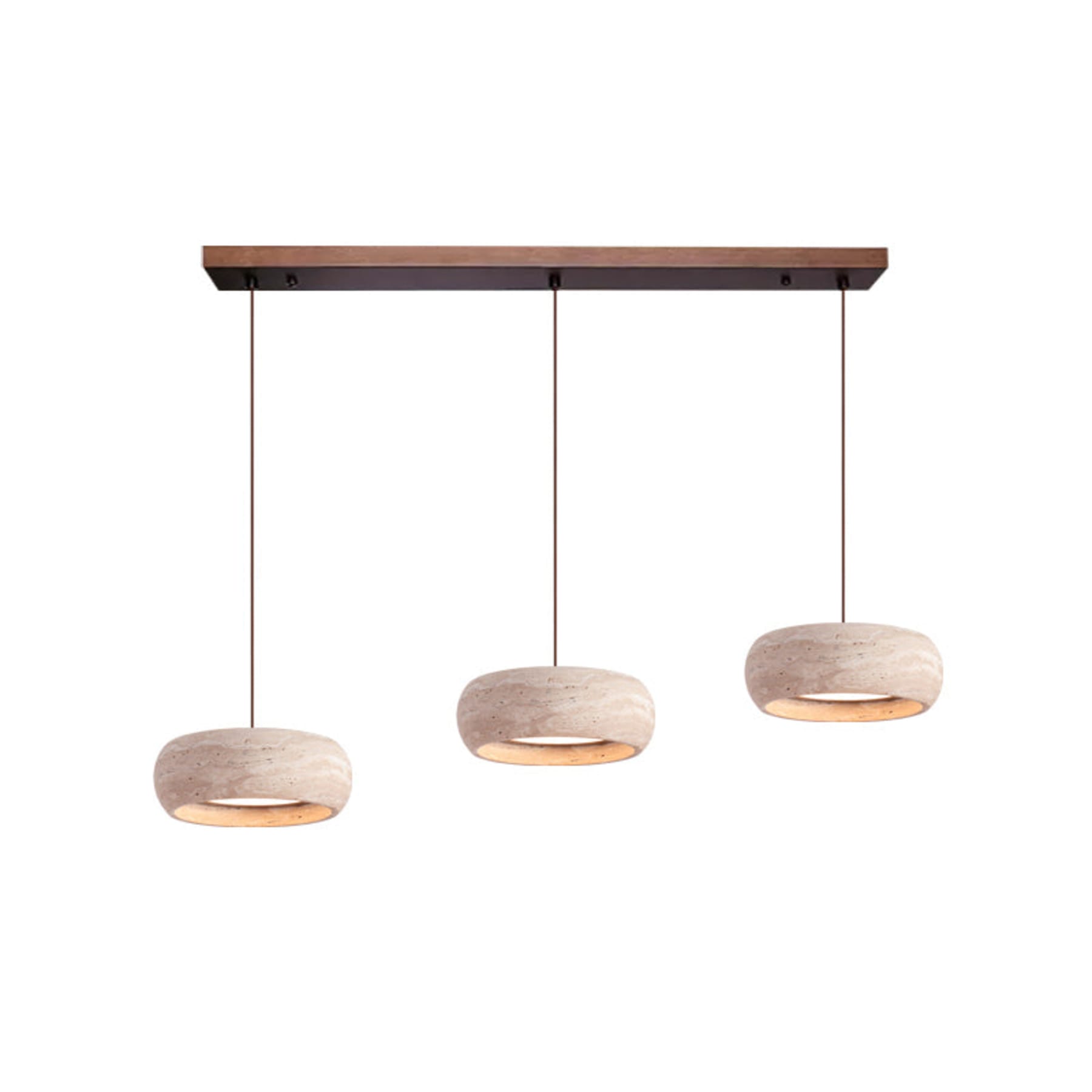 Modern Travertine Stone Pendant Light With Dimmable Remote Control in 3 heads L100 x H7 cm (L39.4" x H2.8") — Ashbury Home & Living