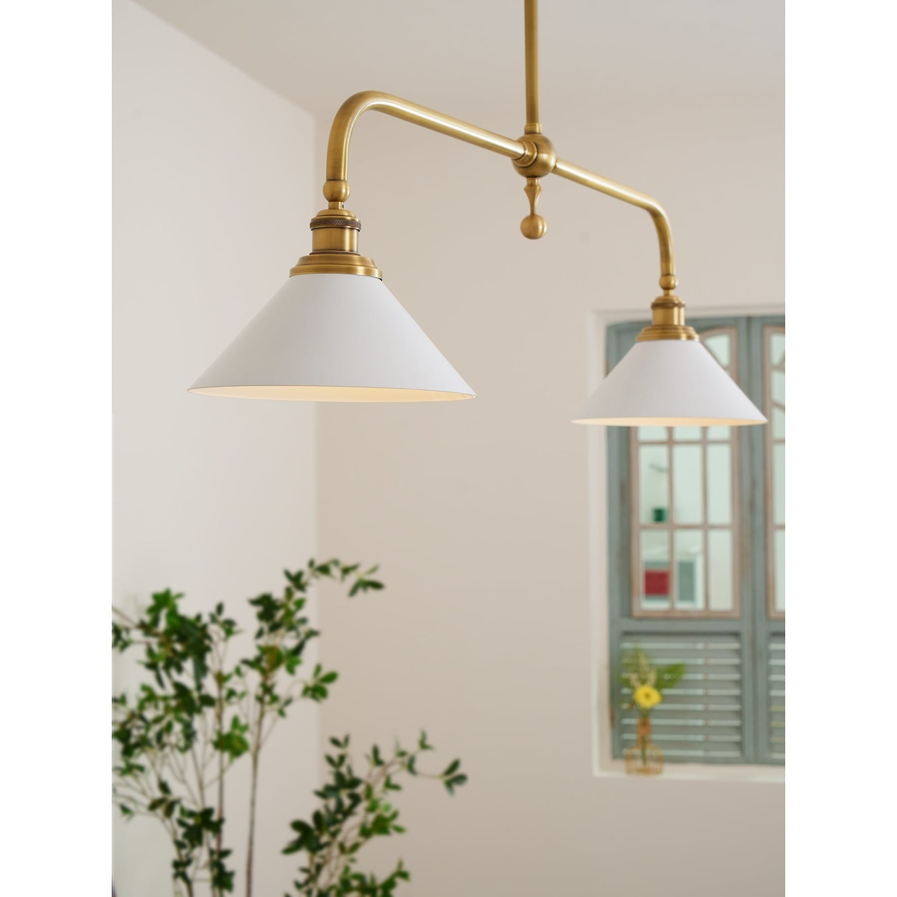Modern Brass Pendant Light With Ceramic Shades for Dining Room — Ashbury Home & Living